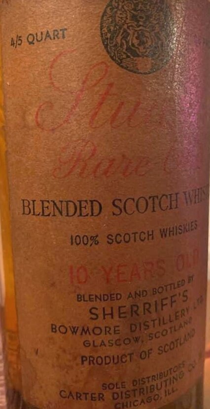 Stuart’s Old Rare 10 Year Blended Scotch (Sherriff’s Bowmore c.&nbsp;1945)