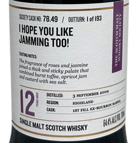 Ben Nevis 12 Year (2009), SMWS 78.49 “I hope you like jamming&nbsp;too!”