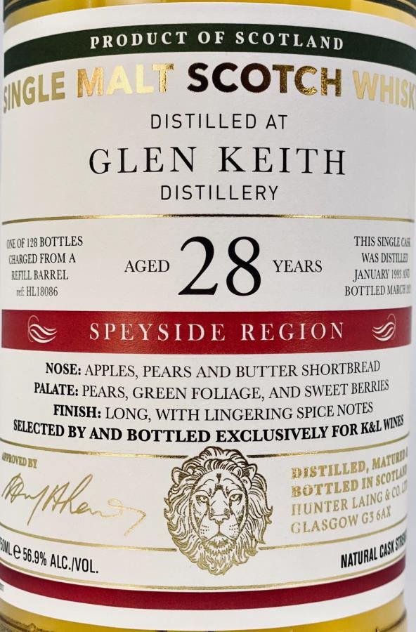 Glen Keith 28 Year (1993), Hunter Laing for&nbsp;K&L