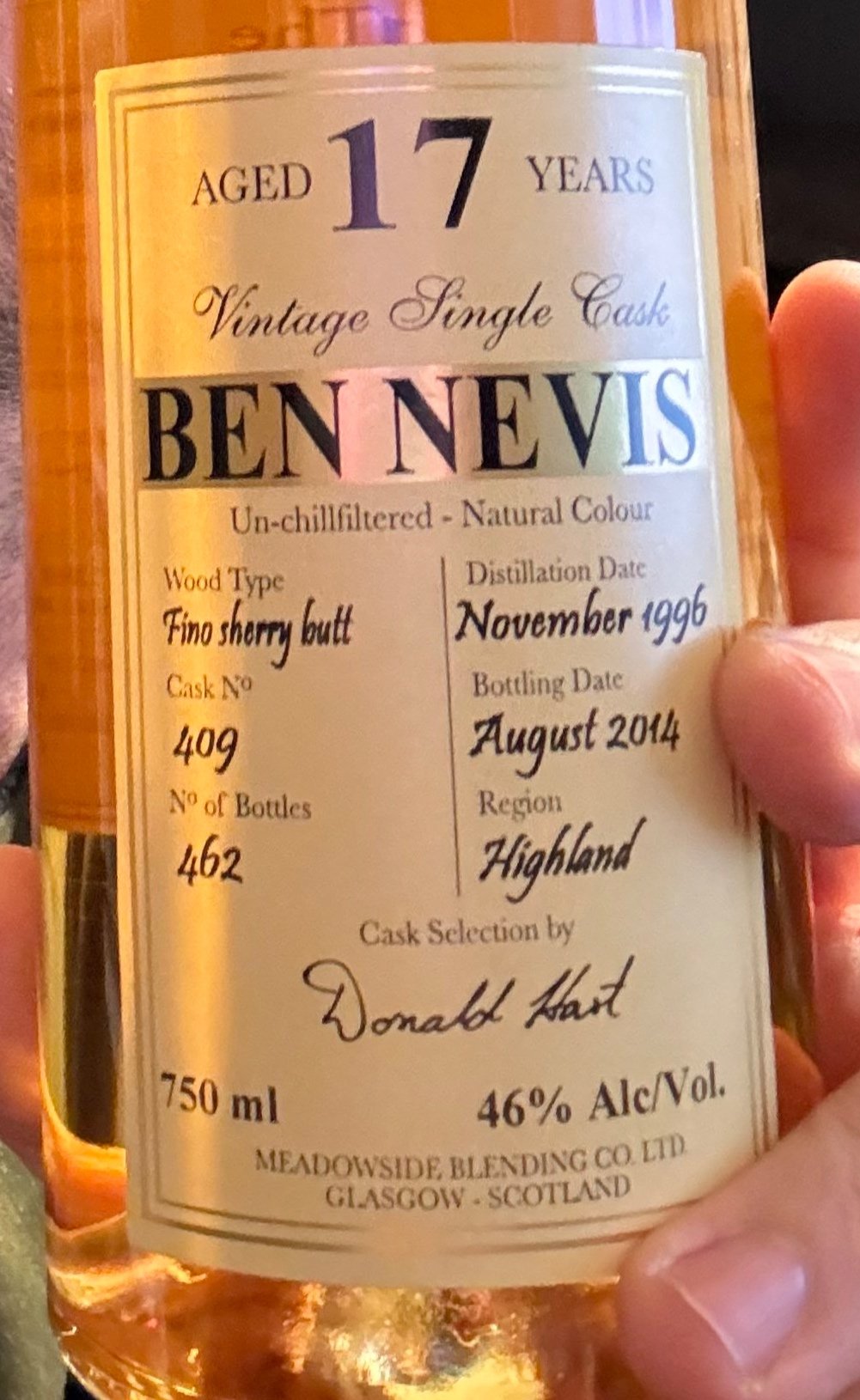Ben Nevis 17 Year (1996), Maltman Cask&nbsp;409