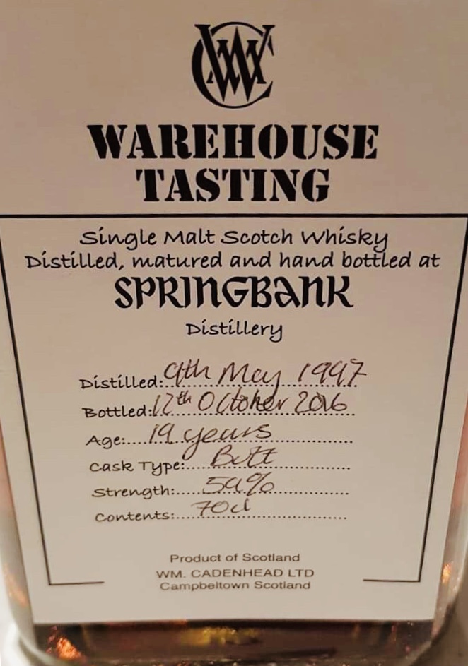 Springbank 19 Year; Cadenhead’s Warehouse&nbsp;Tasting