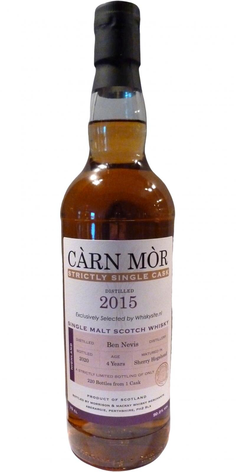 Ben Nevis 4 Year (2015), Morrison and MacKay Càrn Mòr for&nbsp;Whiskysite.nl