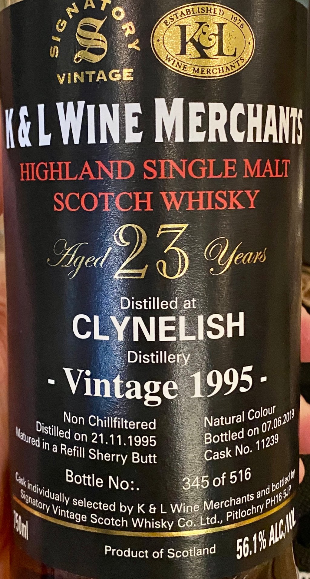 Clynelish 23 Year (1995), Signatory Vintage Cask 11239 for&nbsp;K&L