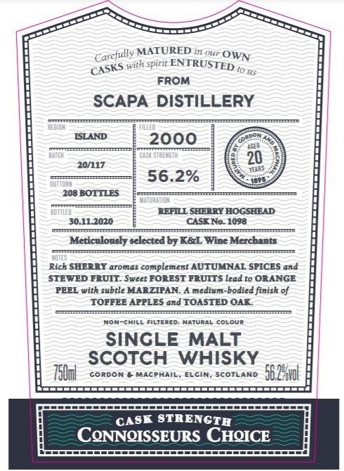 Scapa 20 Year (2000), Gordon & MacPhail for&nbsp;K&L