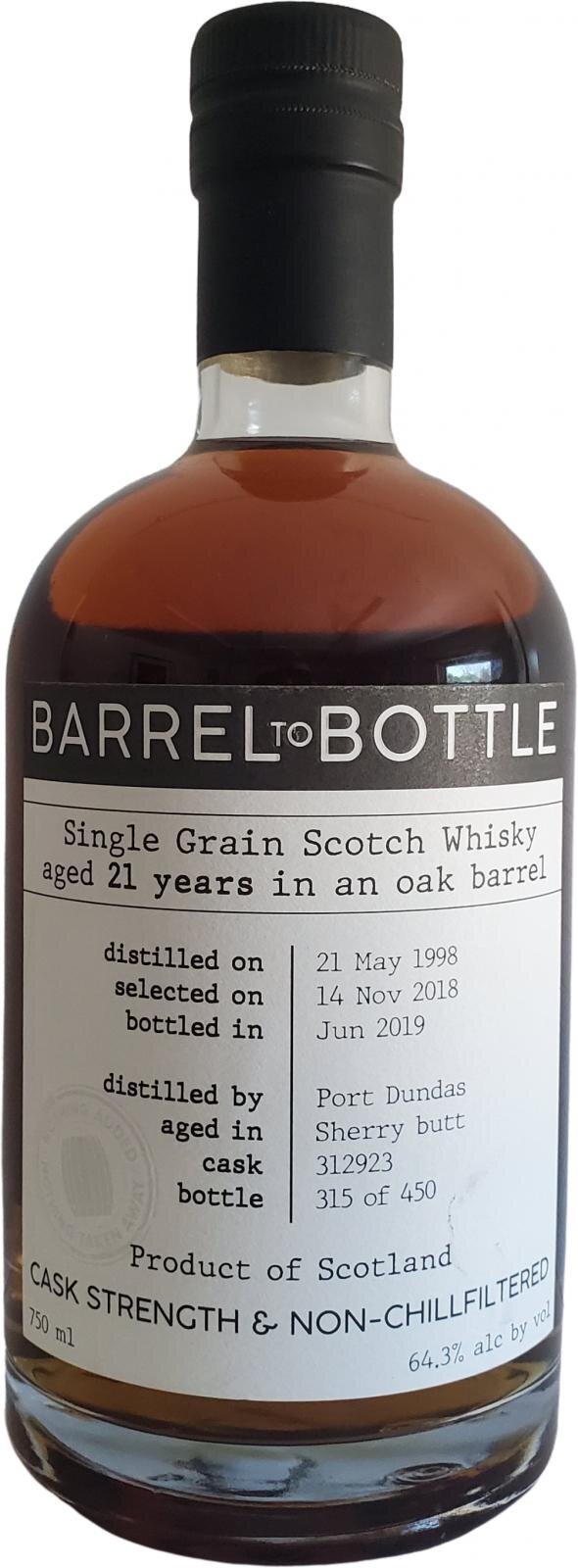 Port Dundas 21 Year, Angus Dundee Distillers “Barrel to&nbsp;Bottle”