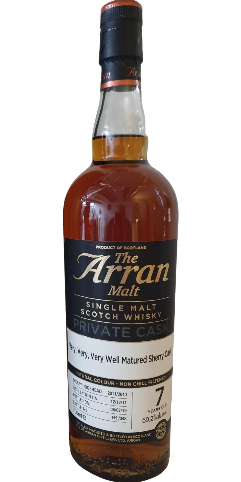 Arran 7 Year; Van Wees Cask Selection “Very, Very, Very Well Matured Sherry&nbsp;Cask”