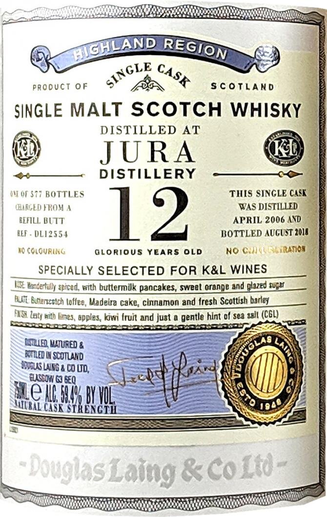 Jura 12 Year, Douglas Laing’s Old Particular for&nbsp;K&L