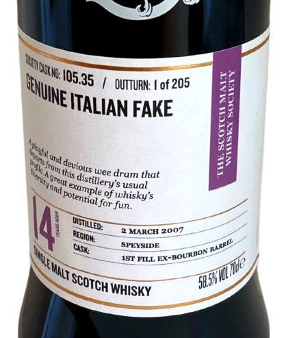 Tormore 14 Year (2007), SMWS 105.35 “Genuine Italian fake”